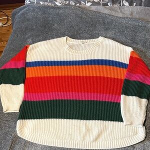 Vibrant Striped Crew Neck Sweater